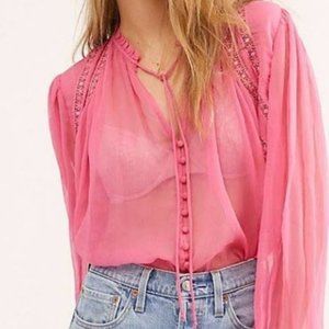 Free People Long Live Love Buttondown Blouse Size XS